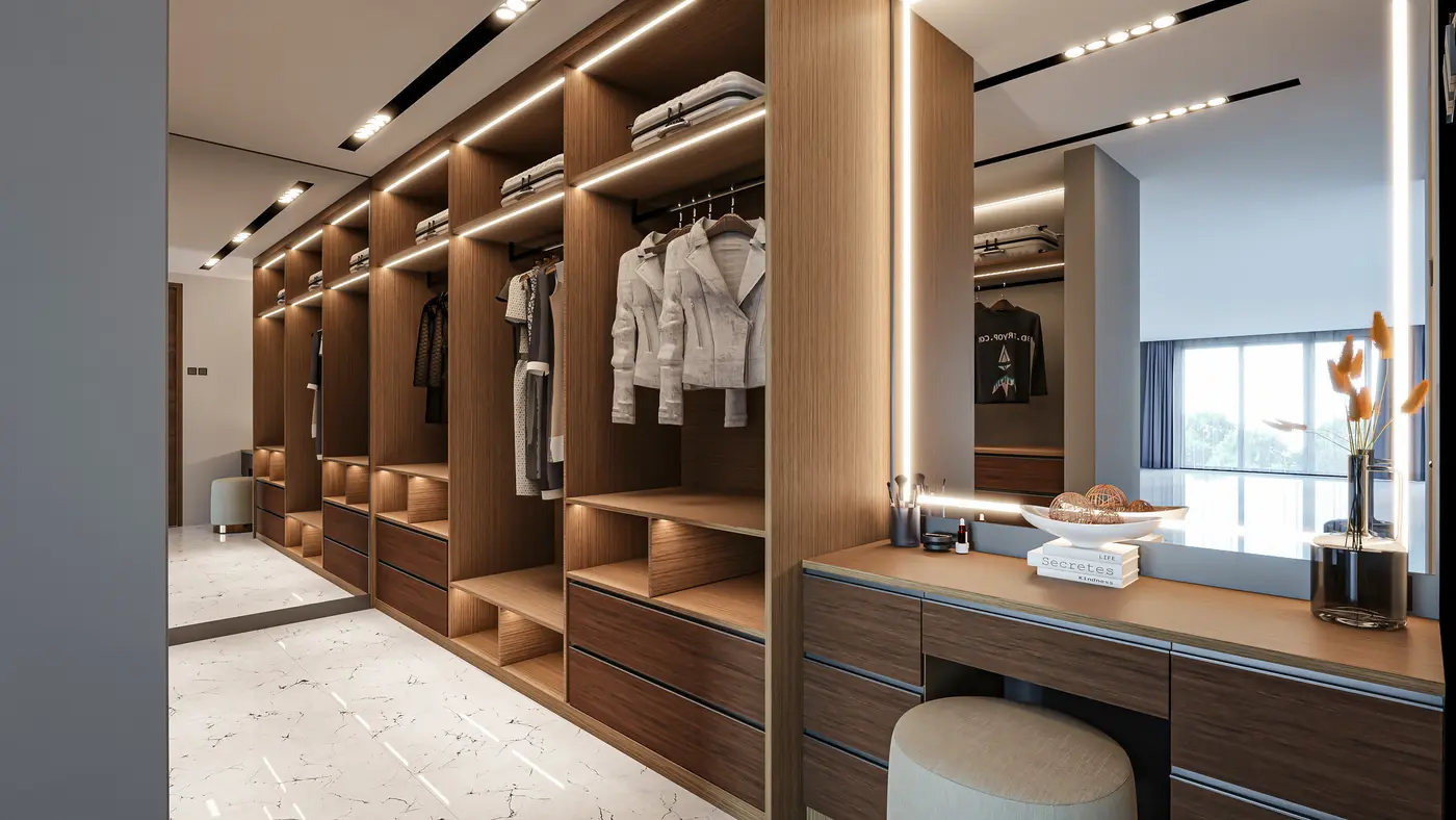 Vestidor a medida con iluminación integrada