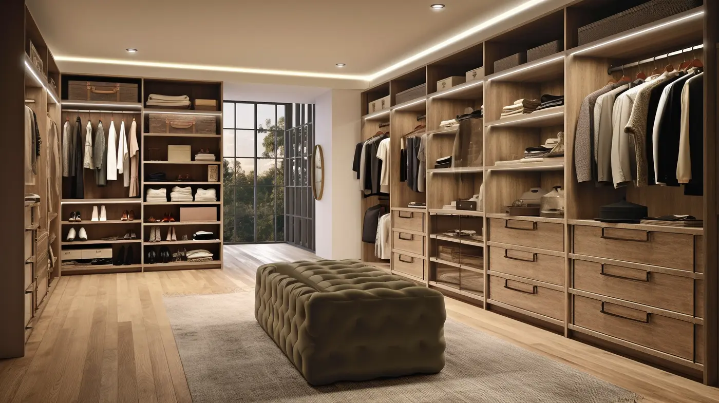 Vestidor con sistemas de organización a medida